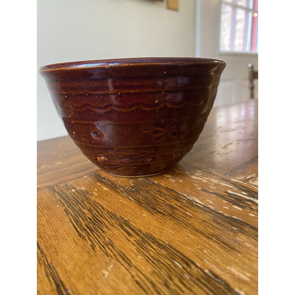 Vintage Marcrest 5" Daisy Dot Oven Proof Stoneware Mixing Serving Bowl Brown